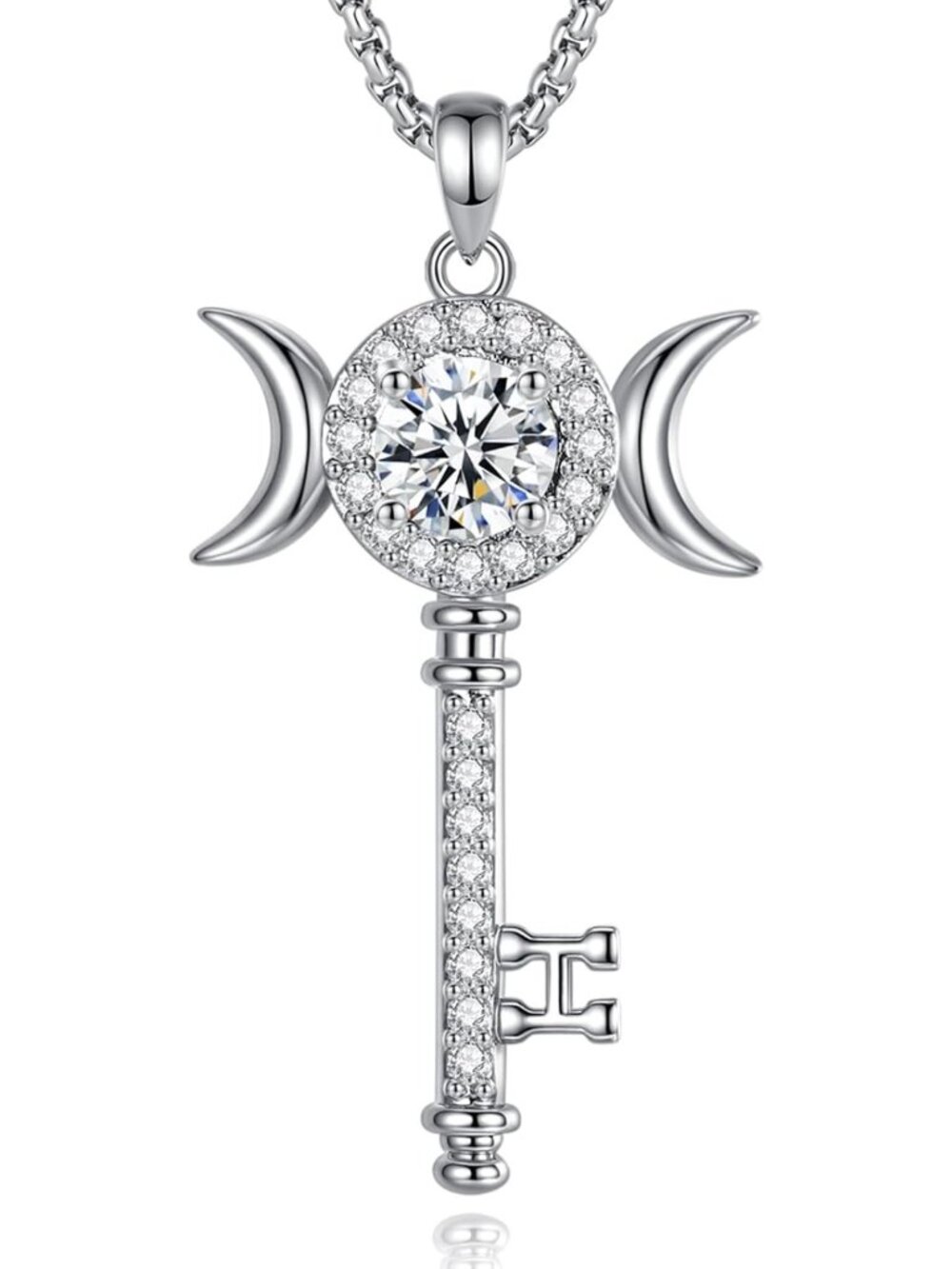 Triple Moon Goddess Key Necklace | Hecate Pendant for Women | Boho Jewelry